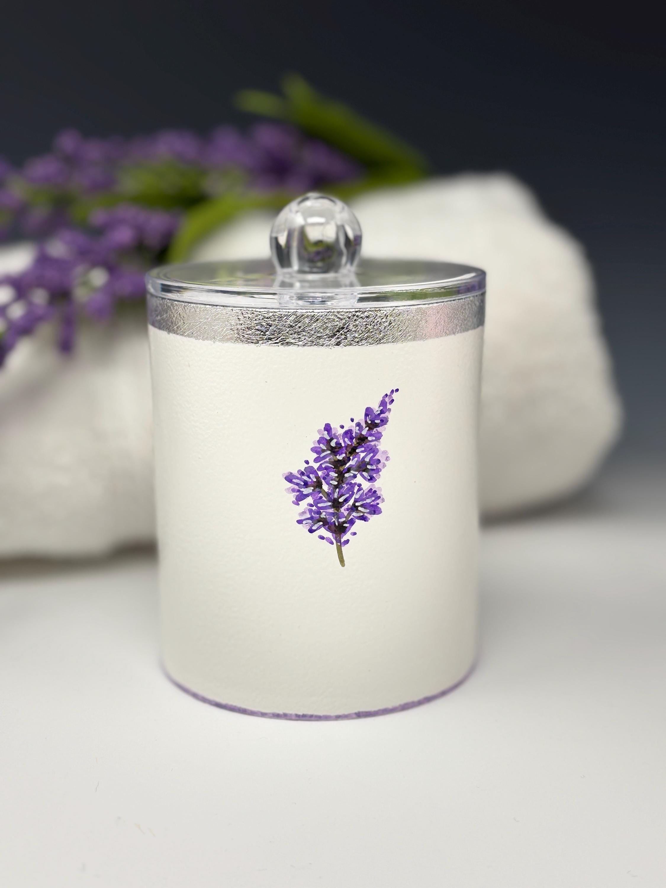 Country Chic Lavender Vanity Jar with Lid, 12 oz.